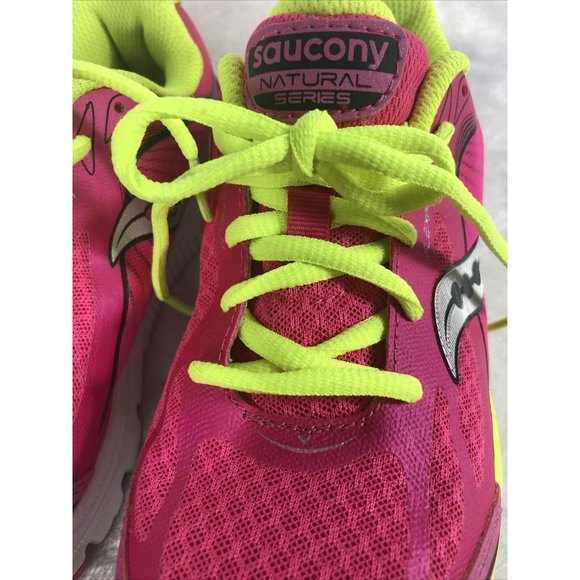 SAUCONY Girls Shoes Natural Series Pink Yellow Sneakers Size 4 1/2 - Picture 2 of 9